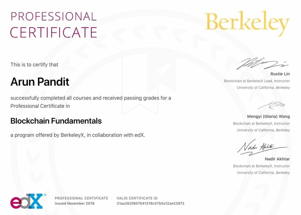professional certificate in blockchain fundamentals