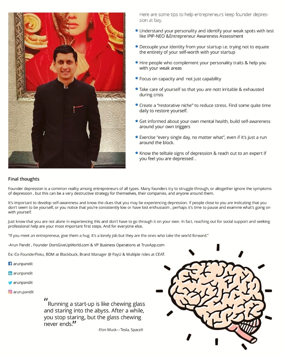 Found(ER)s Depression by Arun Pandit Oct 18 FitnGlam Magazine Founders Depression by Arun Pandit Part 2