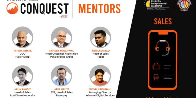 Mentor - Sales at BITS Pilani's Startup Accelerator Conquest 2020 | Arun Pandit Conquest BITS Pilani Startup Mentorship Arun Pandit