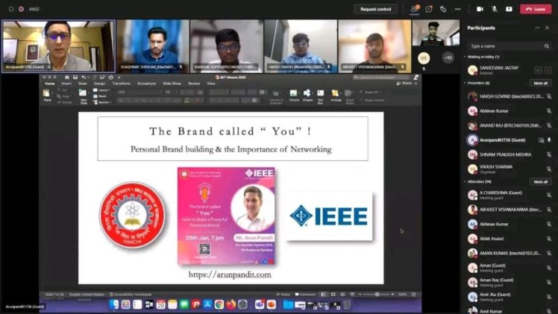 Branding Workshop IEEE BIT Mesra by Arun Pandit IEEE BIT Mesra Arun Pandit Workshop